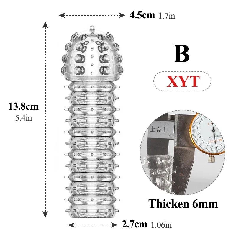 Reusable Extend Crystal Transparent Penis Sleeve G Spot Stimulate Condoms Delay Intimate Goods Products Sex Toys For Couples