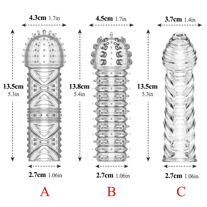 Reusable Extend Crystal Transparent Penis Sleeve G Spot Stimulate Condoms Delay Intimate Goods Products Sex Toys For Couples