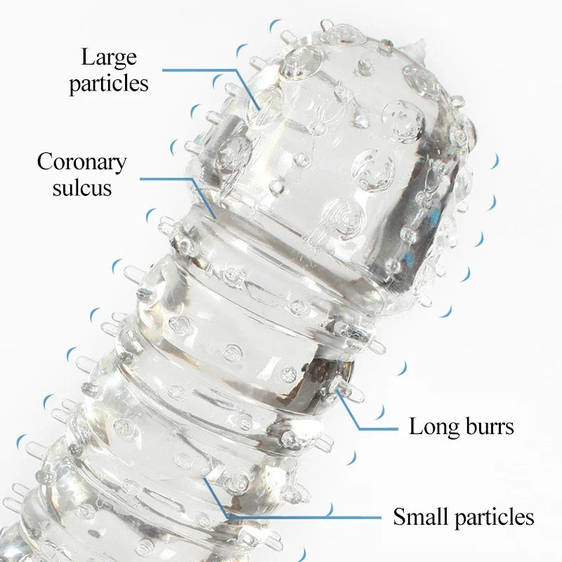 Reusable Extend Crystal Transparent Penis Sleeve G Spot Stimulate Condoms Delay Intimate Goods Products Sex Toys For Couples