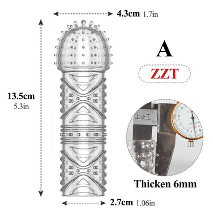 Reusable Extend Crystal Transparent Penis Sleeve G Spot Stimulate Condoms Delay Intimate Goods Products Sex Toys For Couples