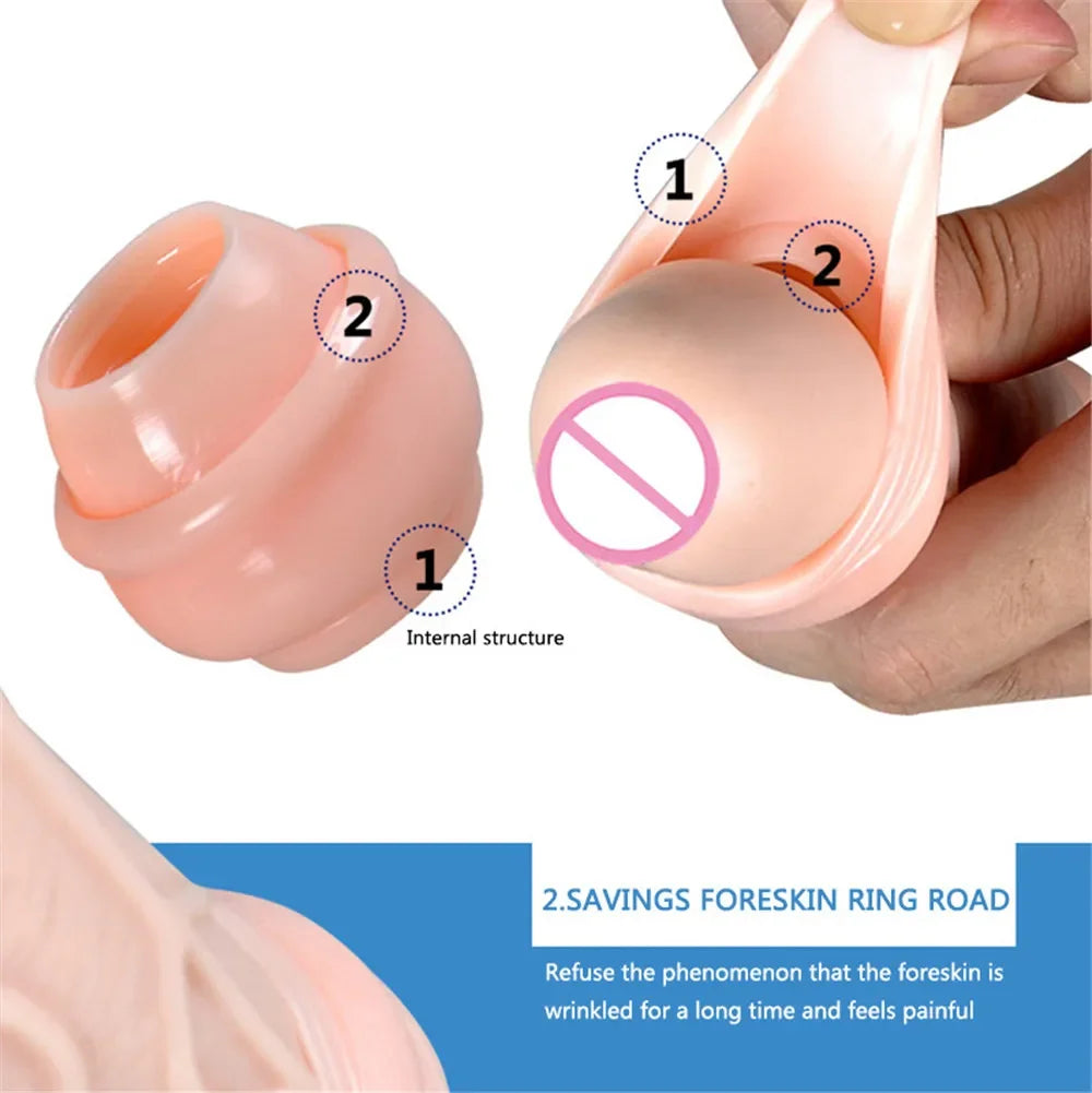 Reusable Foreskin Corrector for Men Silicone Cock Ring Ghost Exerciser Delay Ejaculation Adult Sex Toys Male Penis Stretcher