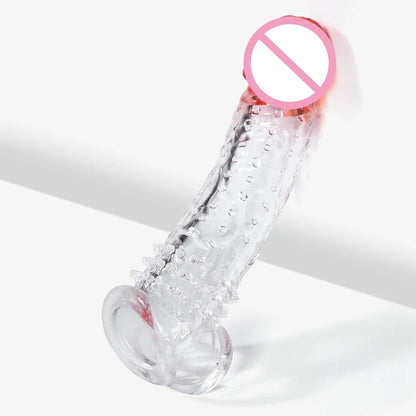 Reusable Gradient Realistic Penis Extension Sleeve Cock Enlarger Sleeve Expansion Delayed Testis Bondage Sex Toys For Men