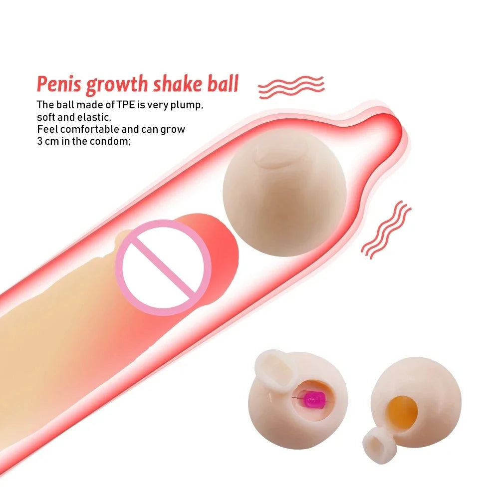 Reusable Intimate Goods Vibrator Penis Extender Beads Penis Sleeve Extender Enlargement Soft Head Condom Attachment Ball