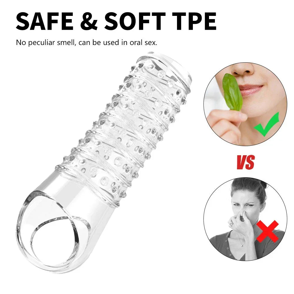 Reusable Penis Extender Cock Rings Delay Ejaculation Penis Condoms Dick Sleeve Silicone Glans Cover Enlargement Sex Toys For Men