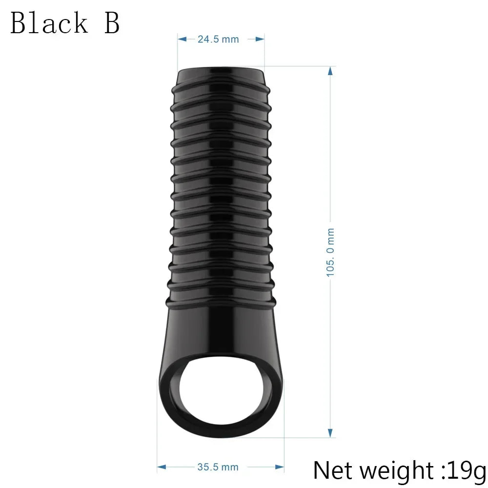 Reusable Penis Extender Cock Rings Delay Ejaculation Penis Condoms Dick Sleeve Silicone Glans Cover Enlargement Sex Toys For Men