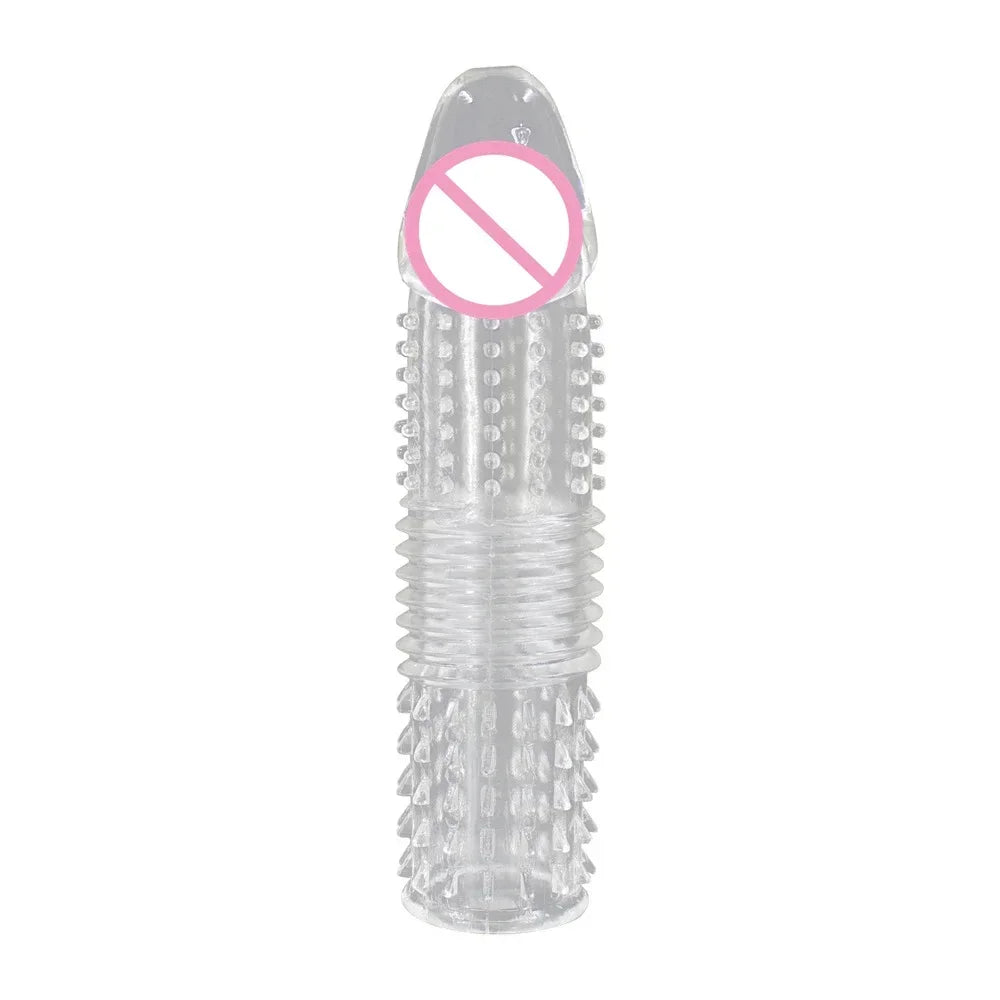 Reusable Penis Extender Enlargement Condom Penis Sleeve Extension Delay Ejaculation Anal Sex Toys For Men No Vibrator For Women