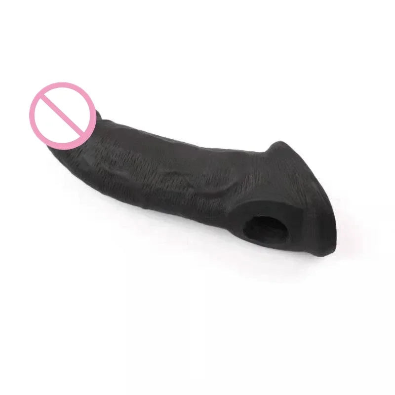 Reusable Penis Sleeve Extender Realistic Penis Condom Silicone Extension Sex Toy for Men Cock Enlarger Condom Sheath Delay