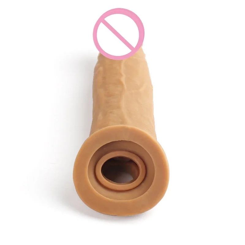 Reusable Penis Sleeve Extender Realistic Penis Condom Silicone Extension Sex Toy for Men Cock Enlarger Condom Sheath Delay