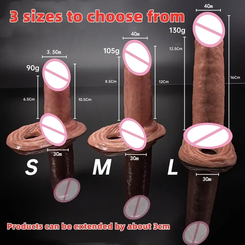 Reusable Realistic Penis Sleeve Extended Soft Dick Cover Real Silicone Dildo Delay Phallus Ejaculation Cock Sex Product For Men