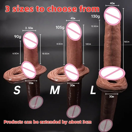 Reusable Realistic Penis Sleeve Extended Soft Dick Cover Real Silicone Dildo Delay Phallus Ejaculation Cock Sex Product For Men