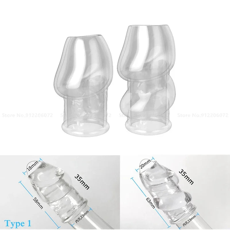 Reusable Silicone Crystal Soft Penis Sleeve Penis Enlargement Semen Lock Cock Ring Ejaculation Delay Sex Toys Tools For Men