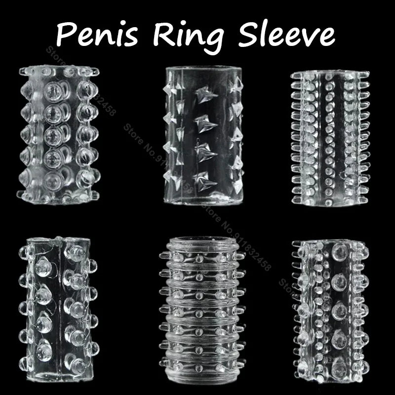 Reusable Silicone Crystal Soft Penis Sleeve Penis Enlargement Semen Lock Cock Ring Ejaculation Delay Sex Toys Tools For Men