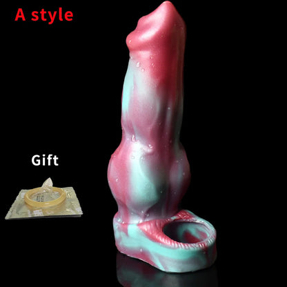 Reusable Silicone Penis Sleeve Big Dick Male Condoms Dog Knot Hollow Dildo Colorful Penis Enlargement Sex Toys For Men Adult 18+