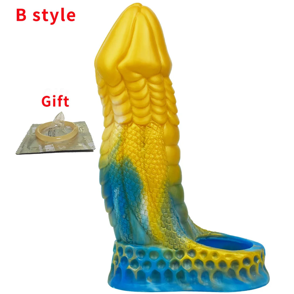 Reusable Silicone Penis Sleeve Big Dick Male Condoms Dog Knot Hollow Dildo Colorful Penis Enlargement Sex Toys For Men Adult 18+