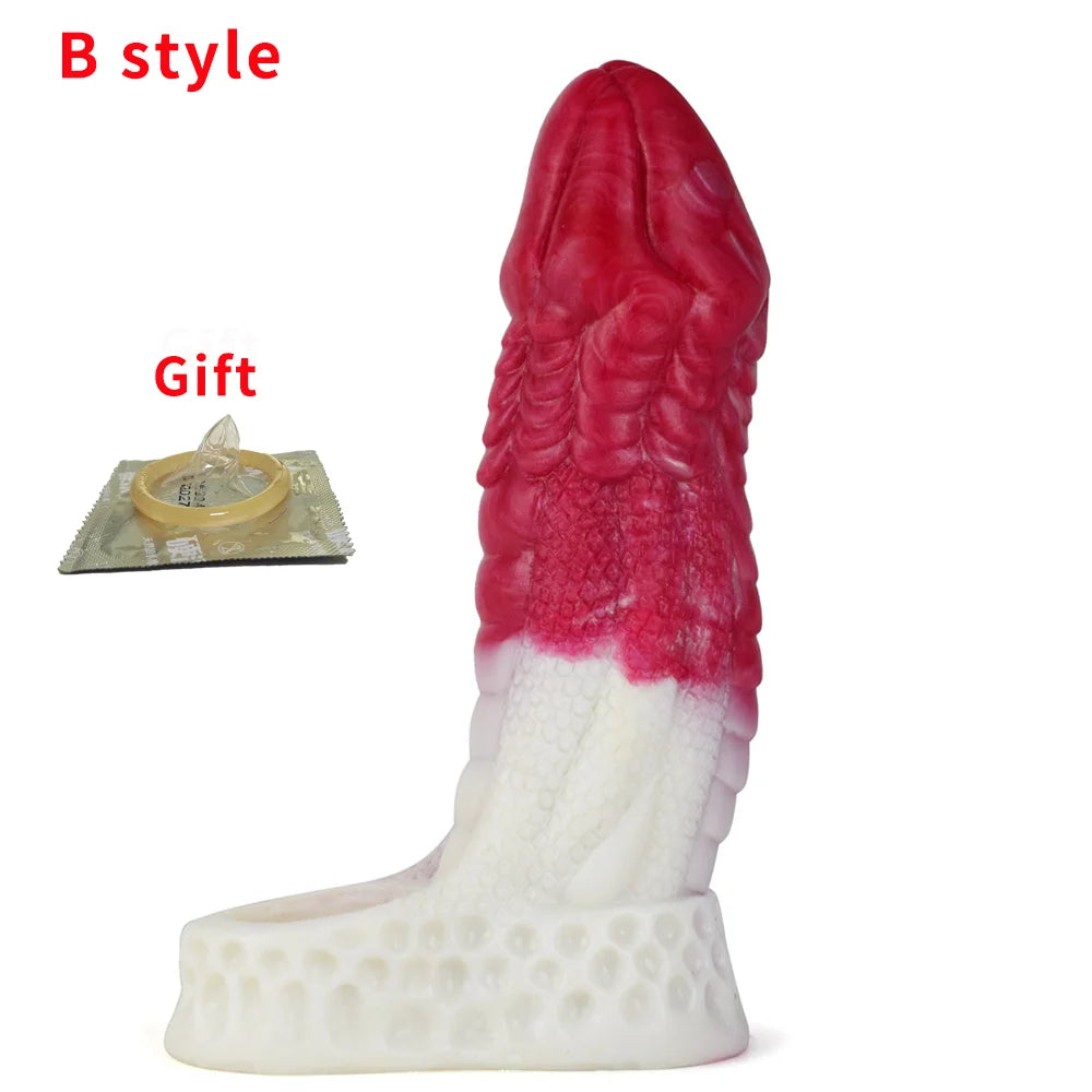 Reusable Silicone Penis Sleeve Big Dick Male Condoms Dog Knot Hollow Dildo Colorful Penis Enlargement Sex Toys For Men Adult 18+