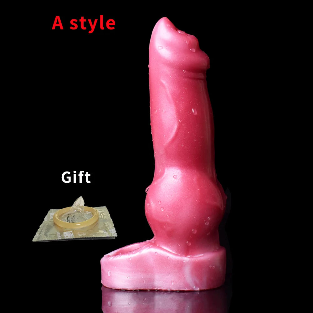 Reusable Silicone Penis Sleeve Big Dick Male Condoms Dog Knot Hollow Dildo Colorful Penis Enlargement Sex Toys For Men Adult 18+