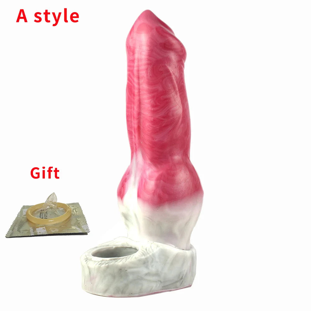 Reusable Silicone Penis Sleeve Big Dick Male Condoms Dog Knot Hollow Dildo Colorful Penis Enlargement Sex Toys For Men Adult 18+