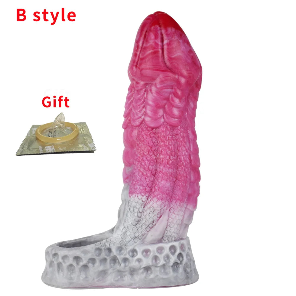 Reusable Silicone Penis Sleeve Big Dick Male Condoms Dog Knot Hollow Dildo Colorful Penis Enlargement Sex Toys For Men Adult 18+