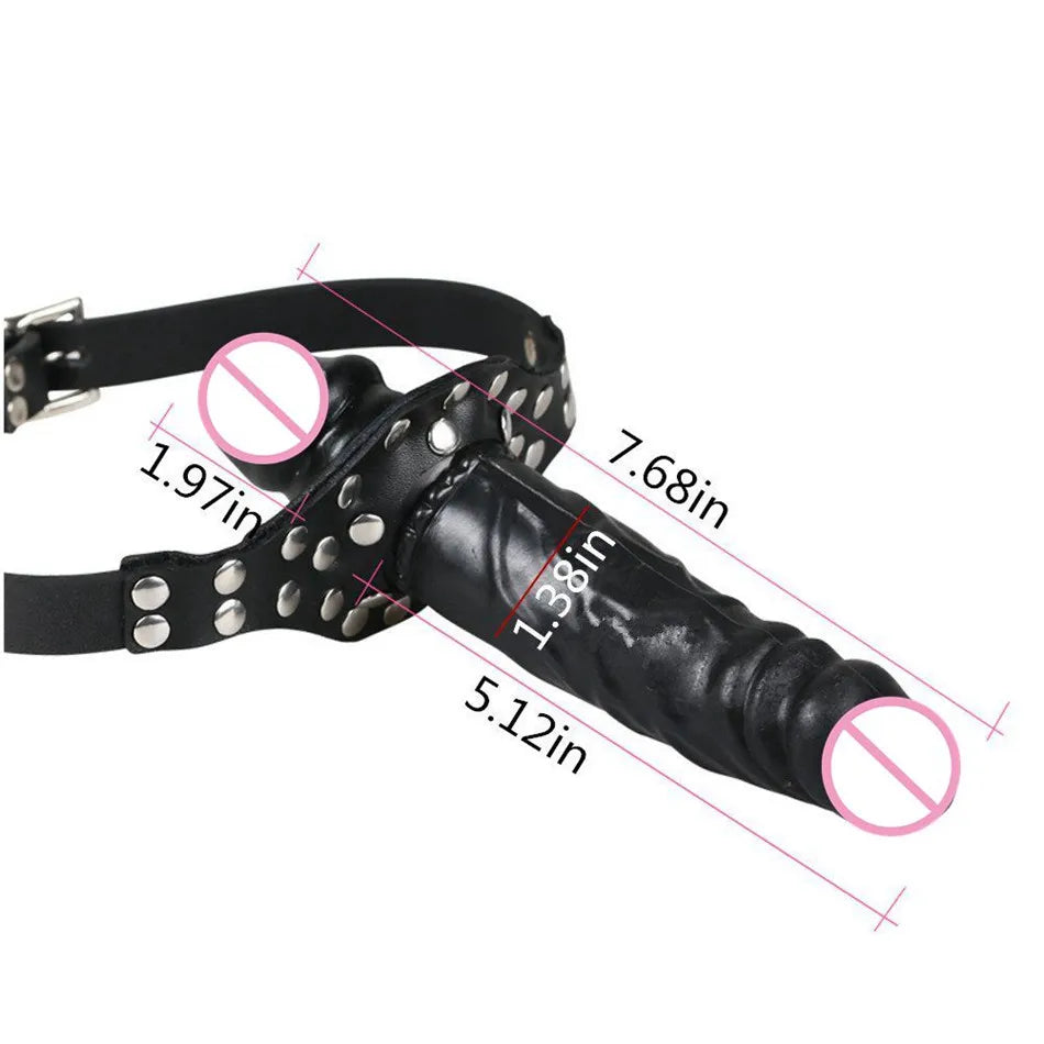 Ride Me Double-ended Dildo Gag with Leather Strap for Women Men Gay Bdsm Bondage Masturbation Stimulation Head Strapon Sex Toys