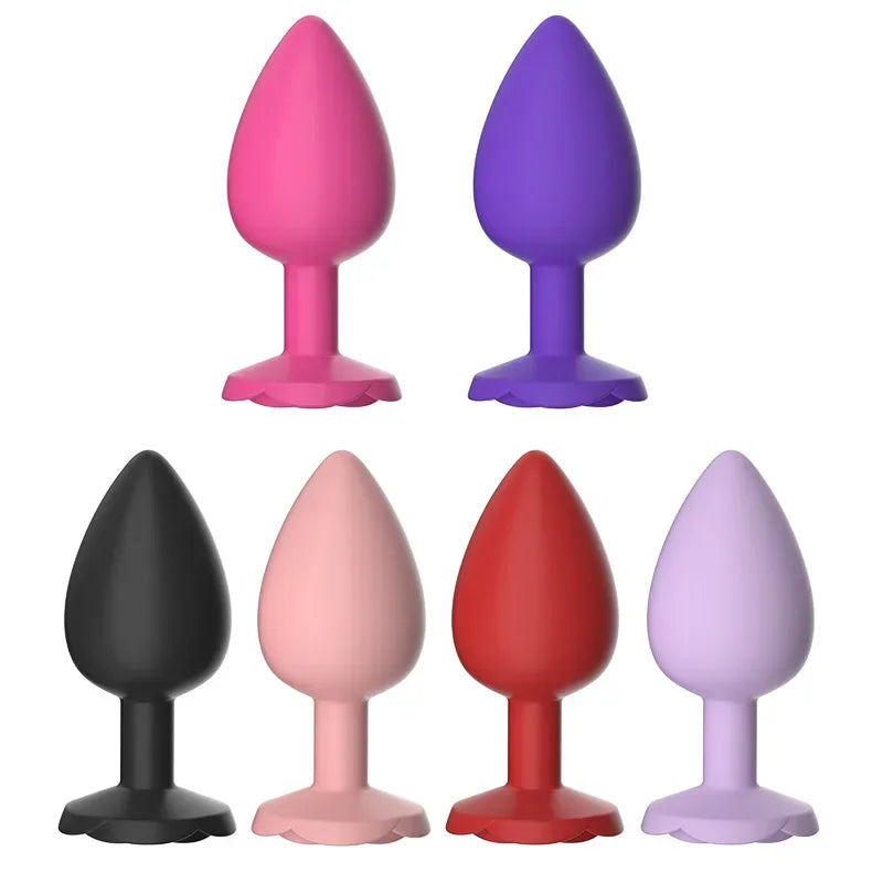 Rose Anal Plug 3 Size Silicone Butt Plugs Stimulator Anal Sex Toys Prostate Massager Anal Trainer Sex Toys for Men Women Couples