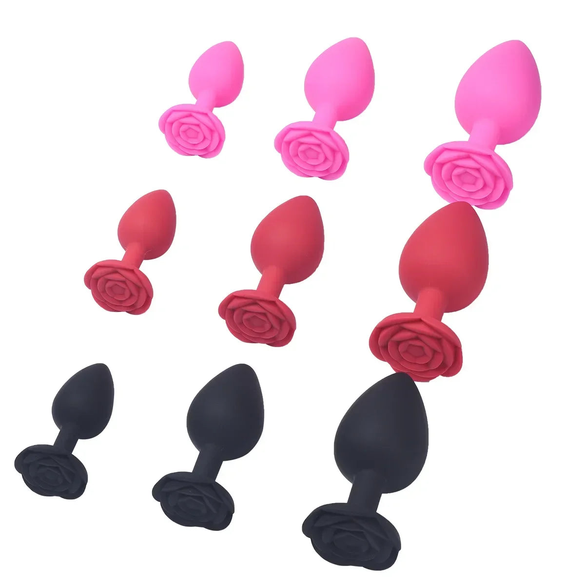 Rose Flower Silicone Anal Beads Butt Plug Set Small Medium Large Anal Plug Jewelry Anal Trainer Dildo Anus Sex Toy Men Women Gay