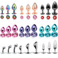 Rose Gold Rainbow Metal Anal Beads Butt Plug Set Colorful Crystal Mini Small Medium Large Anal Plug Jewelry Sex Toy insert dildo