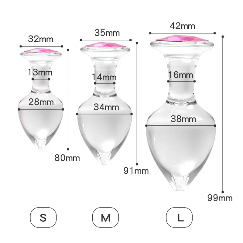 S/M/L Size Butt Plug Crystal Plug Sex Toy for Adult Games BDSM Rose Ruby Glass Dildo Prostate Butt Plug Sex Toy Product Sex Shop