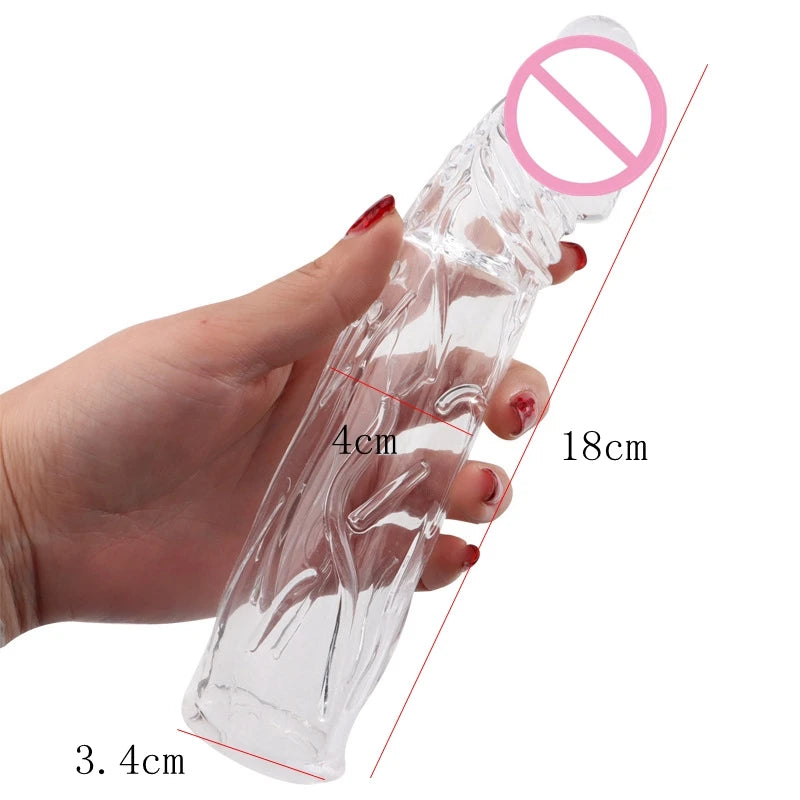 18cm*4cm Penis Extender Sleeve Reusable Condoms Delay Ejaculation Cock Rings Sex Toys For Men Sex Products