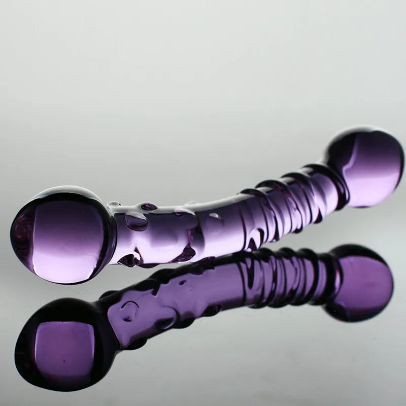 32mm Purple Artificial Pyrex Glass Dick Anal Butt Plug Beads Crystal Dildo Penis for Adults Games Prostate Massage Sex Toys