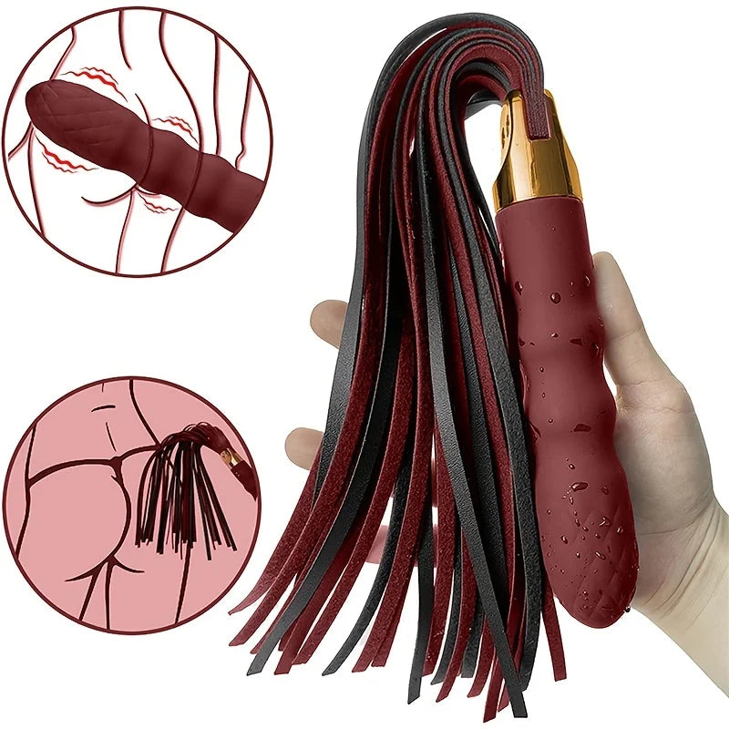 SM Whips Leather Horse Riding Faux Leather Crop Vibrator Soft Silicone Vagina Masturbation Sex Toys Flirtatious Tools Whip Flog