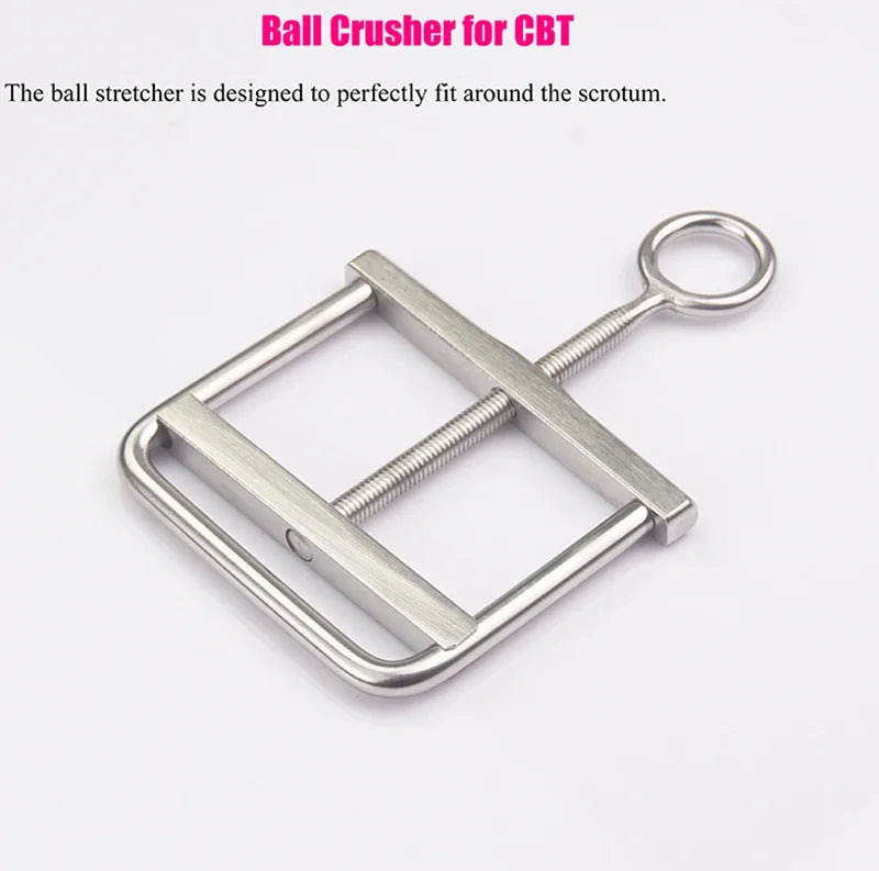 Screw Ball Crusher Cock & Testicle Crushing CBT Device,Stainless Steel Chastity Cage Bondage,Sex Toys For Men