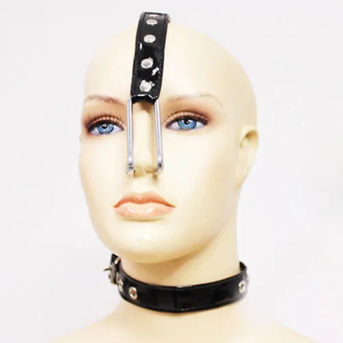 Sex Bondage BDSM PU Leather Nose Hook Collar Neck Harness Restraints Sex Toys for Couples Femdom Restraints Erotic Toys