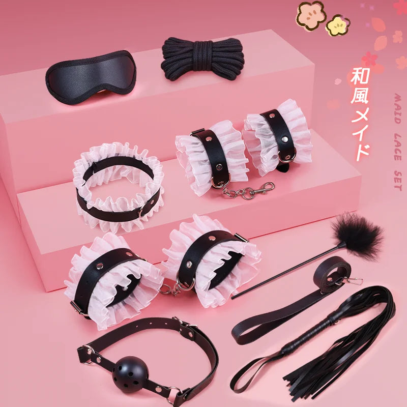 Sex Games Bondage Kits SM Alternative Toy Handcuffs Nipple Clamps Whip Eye Mask BDSM Sex Toys For Couple Adult Toys Accessories