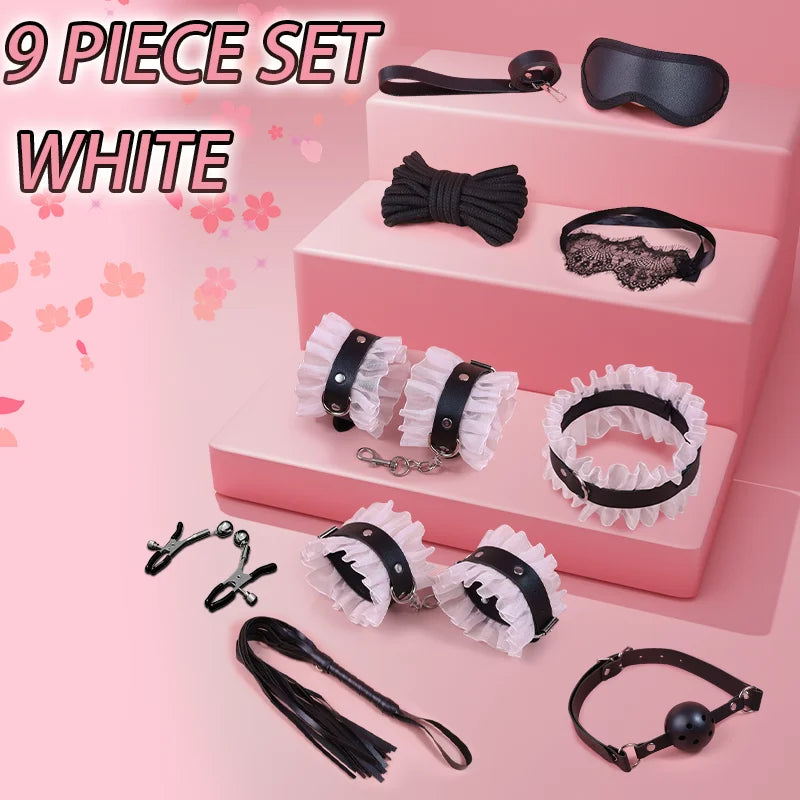 Sex Games Bondage Kits SM Alternative Toy Handcuffs Nipple Clamps Whip Eye Mask BDSM Sex Toys For Couple Adult Toys Accessories