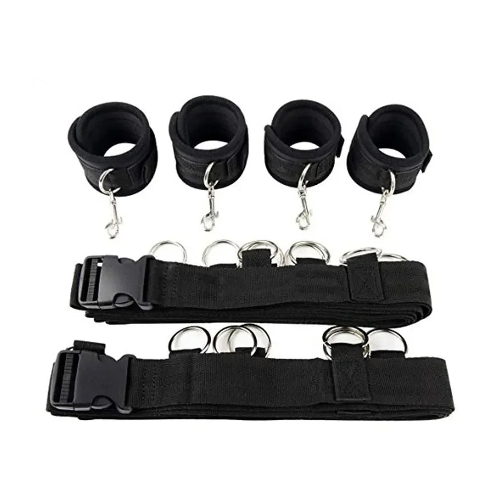 Sex Products BDSM Bed Bondage Belt Restraints Handcuffs Open Legs Shac ...