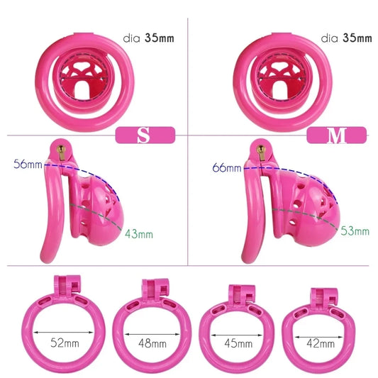 Sex Slave Sissy Pink Male Chastity Device With 4 Sizes Base Rings정조대 ,Gay Cock Cage콕링 ,Restraint Penis Cage,BDSM Sextoys For Man