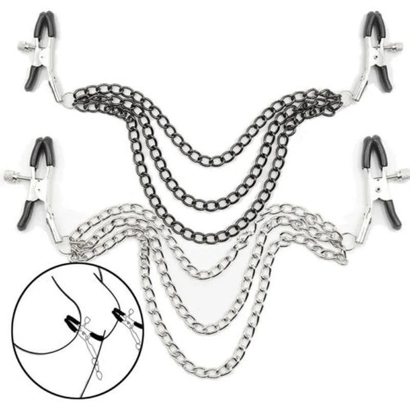 Sexy Flirt Nipple Clamp Labia Breast Nipples Clamps with Chain Clips Stimulator SM  Sex Toys for Couple Slave Breast Clips