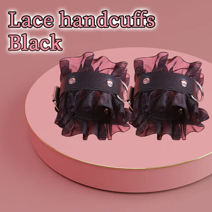 Sexy Leather BDSM Kits Handcuffs Whip Gag Nipple Clamps Lace Sex Bondage Set Sex Games Sex Toys For Couples Erotic Accessories