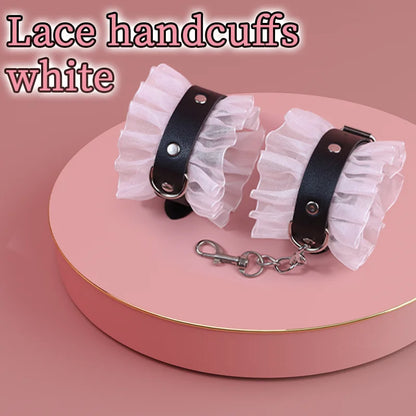 Sexy Leather BDSM Kits Handcuffs Whip Gag Nipple Clamps Lace Sex Bondage Set Sex Games Sex Toys For Couples Erotic Accessories