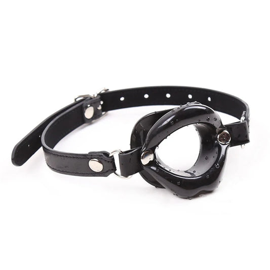 Sexy Leather Open Mouth Gag Oral Fetish Slave Restraints BDSM Bondage Ring Gag Erotic Toys Adult Lingerie For Couples