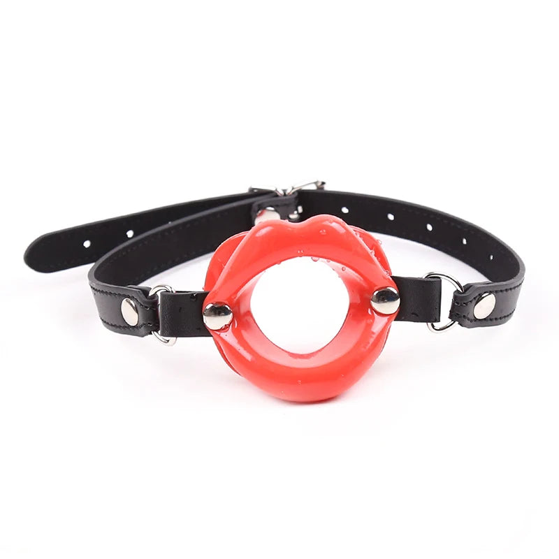 Sexy Leather Open Mouth Gag Oral Fetish Slave Restraints BDSM Bondage Ring Gag Erotic Toys Adult Lingerie For Couples