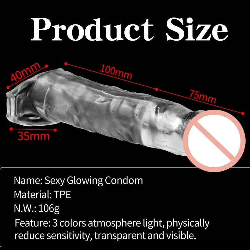 Shiny Penis Sleeve/Rings For Men Cock Ring Chastity Belt/Cage Cockring Sex Toys Linen Nozzle Reusable Condoms