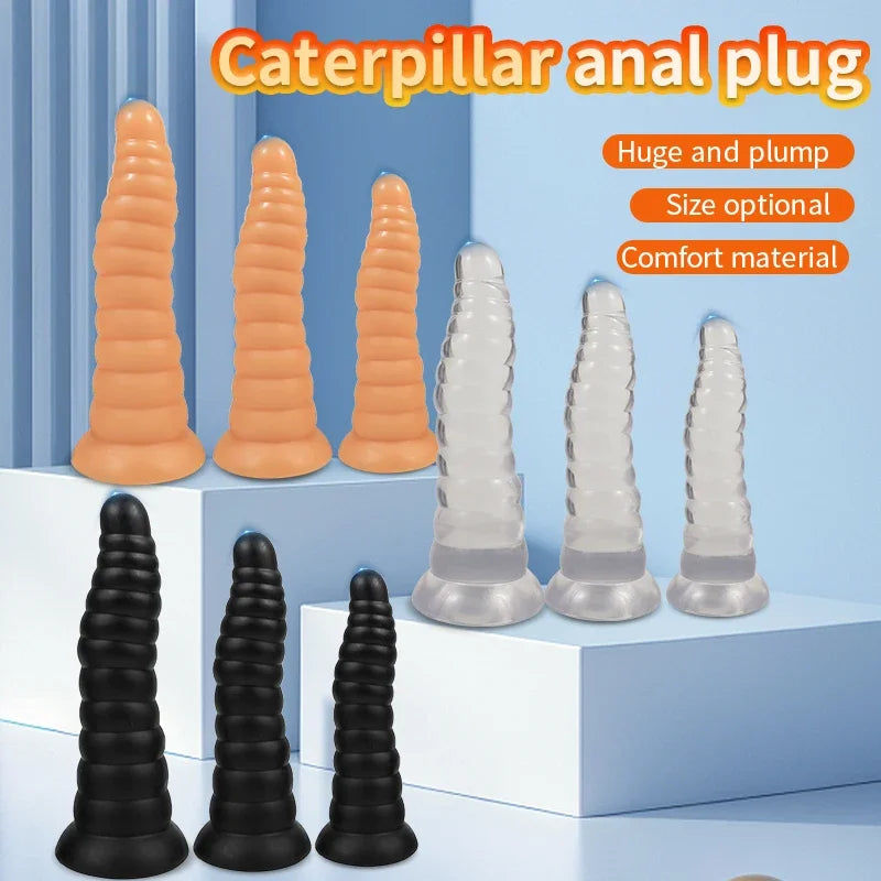 Silicone Anal Plug Dildos with Suction Cup Stimulate Vagina and Anus Big Butt Plug Soft Anal Dilator Sex Toys for Women and Men