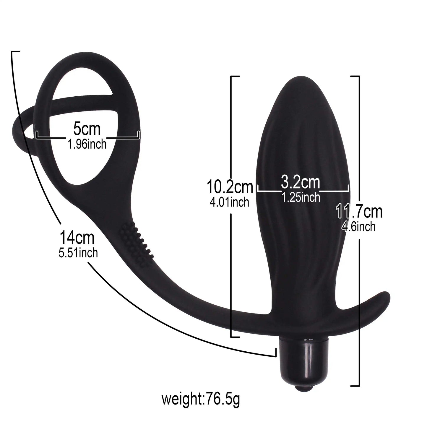 Silicone Anal Vibrator with 2 Rings Thrusting Prostate Stimulator Massager Delay Ejaculation Lock Ring Anal Butt Plug Sex Toys