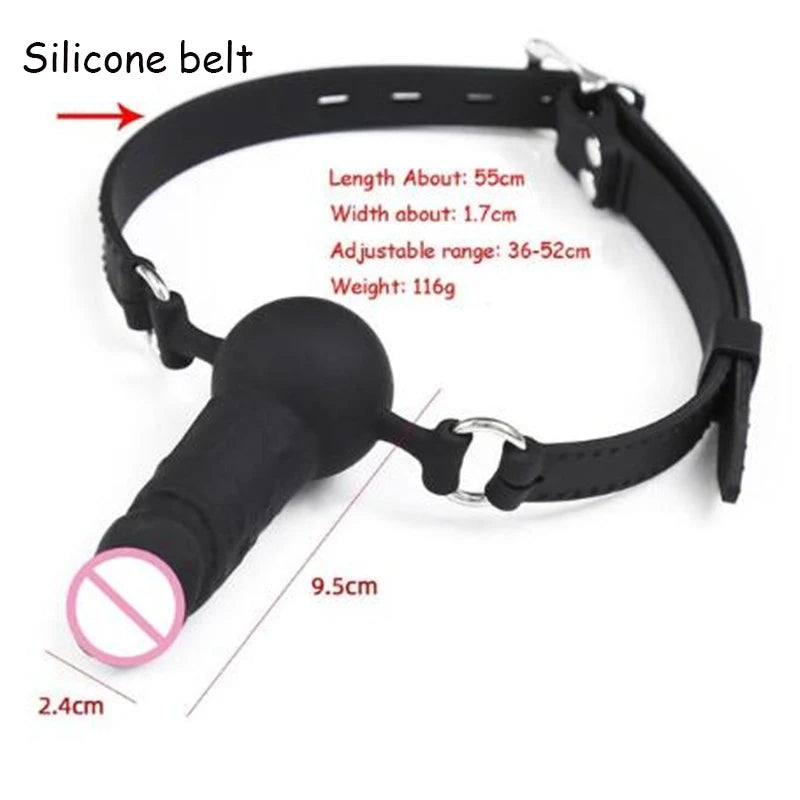 Silicone Ball Open Mouth Gag Penis Gag Bondage Restraints Adult Game Oral Fixation BDSM Stuffed Slave Sex Toy for Couple