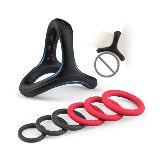 Silicone Cock Penis Rings with Enlargers Erection Enhancing Ultra Soft Long Lasting Stronger Adult Sex Toys for Men or Couples