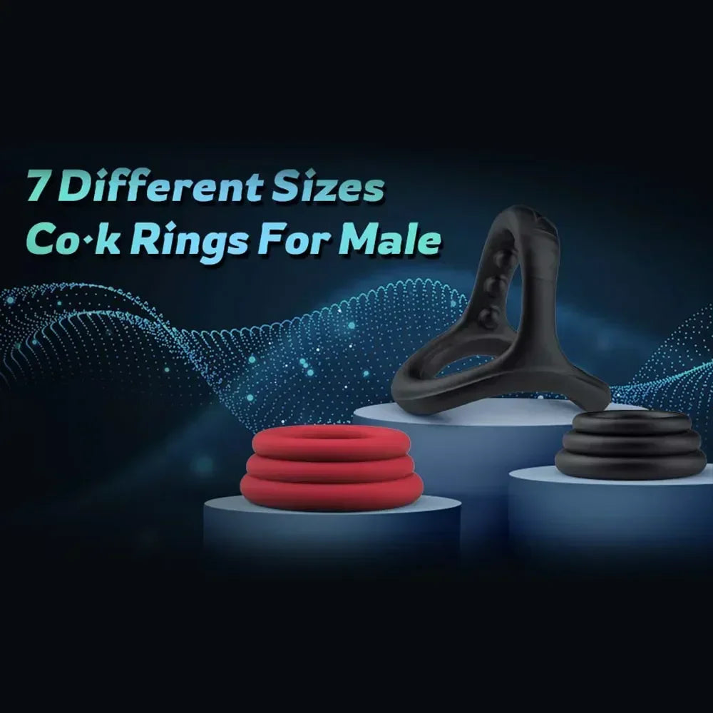 Silicone Cock Penis Rings with Enlargers Erection Enhancing Ultra Soft Long Lasting Stronger Adult Sex Toys for Men or Couples