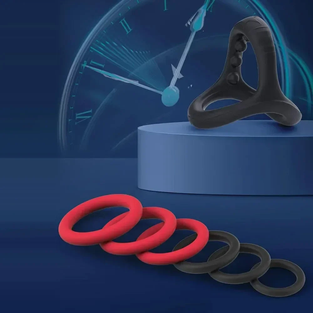 Silicone Cock Penis Rings with Enlargers Erection Enhancing Ultra Soft Long Lasting Stronger Adult Sex Toys for Men or Couples