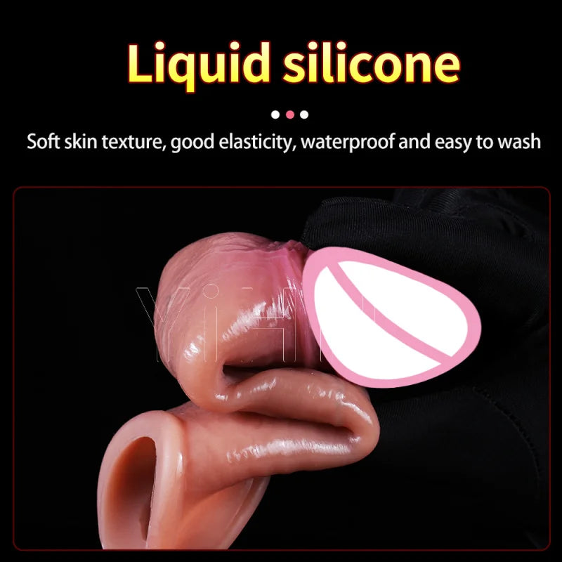 Silicone Condoms For Men Dick Delay Ejaculation Sex Toys Penis Enhancer Extender Reusable Condom Sexmachine Male Maturbator