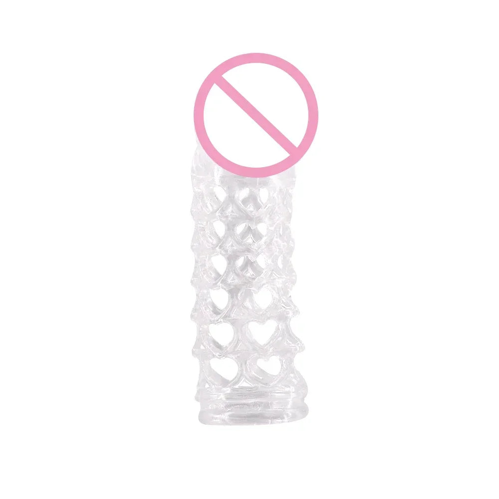 Silicone Crystal Delay Ejaculation Penis Sleeve Vagina Stimulate Extender Enlarger Cock Sleeve Ring Sex Toys For Men